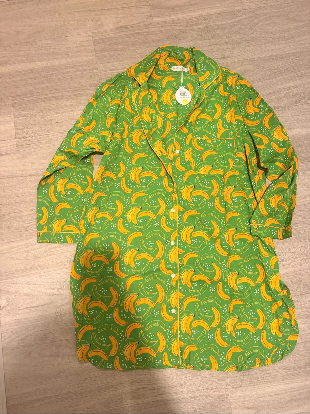 New Mohogany Green Banana-Print pajamas S